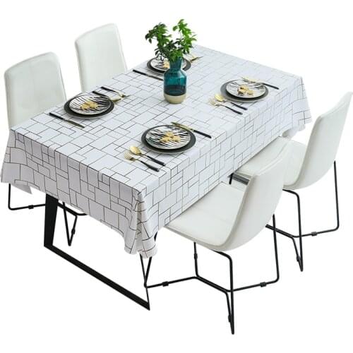 Nordic Water Oil proof Wash Free Rectangular PVC Tablecloth For Dining Table Bedside Cupboard Desk Material