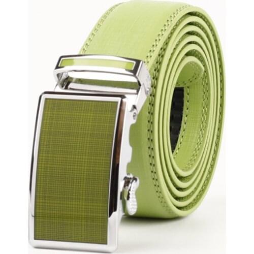 Mans Genuine Leather Solid Color Automatic Buckle Belt Designer Brand Sewing thread Strap Waistband Womens Belt For Gift