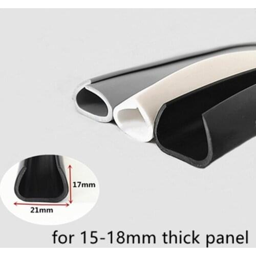 Rubber U Sealing Strip 17x21mm 15 - 18mm thick Glass Metal Car Wood Panel Board Round Edge Encloser Shield White Gray Black