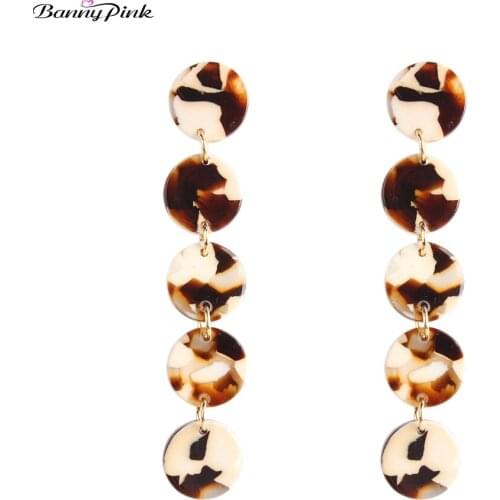 Banny Pink Sexy Pattern Round Statement Studs Earrings For Women Chunky Resin Square Earrings Geometric Prevent Allergy Earrings