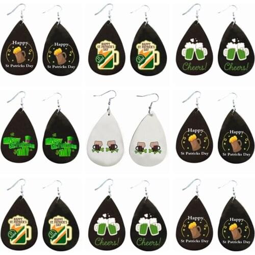 Happy St Patricks Day EarringsCheers Earrings New Faux leather Earring Hat Earrings