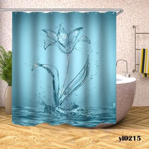 Lotus Shower Curtains Waterproof Flowers Bath Curtains For Bathroom Bathtub Large Wide Bathing Cover Home Hotel Rideau De Bain