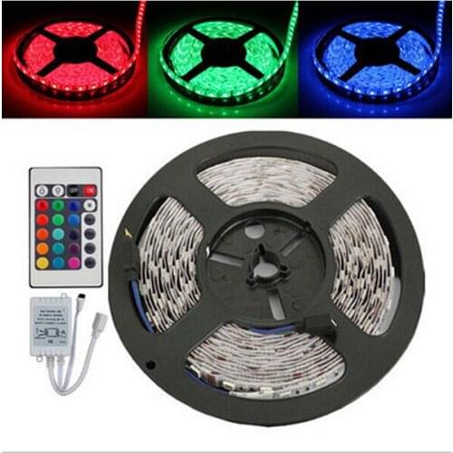 5M RGB LED Strip 5050 60LEDs/M 300LEDs DC 12V Non-waterproof IP40 Indoor Decoration Lighting+24 Keys IR RGB Remote Controller
