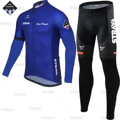 STRAVA Cycling Jersey Set 2021 Autumn New 12 Colors Bike Team Racing Uniform Breathable Males' Downhill MTB Bicycle Clothing