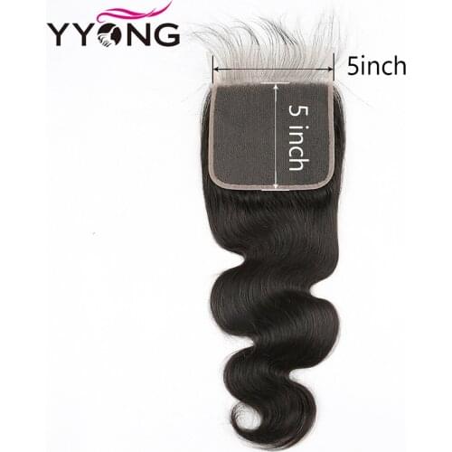 Yyong 5X5 HD Transparent Lace Closure Brazilian Body Wave 100% Remy Human Hair Free Part Lace Closure Natural Hairline
