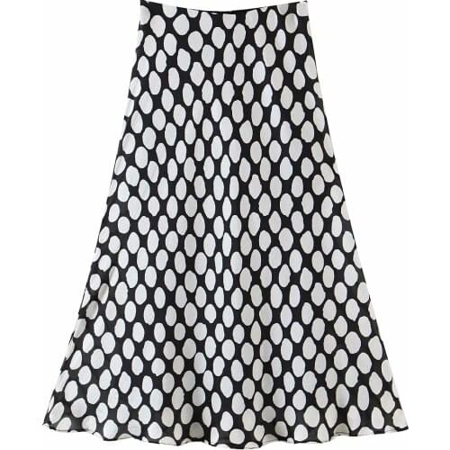 Summer Skirt Dot Print High Waist Ladies Fashion Elegant Chic A Line Faldas Mujer 2021 New