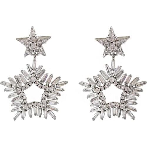 LANFLORA fashion stars zircon copper alloy women stud earrings for birthday party gift cheap wholesale price