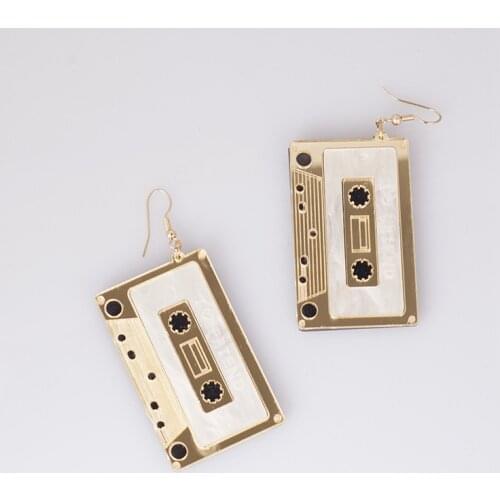 Kpop Night Club Cassette Drop Earrings Personality Acrylic Tape Vintage Resin Earrings for Women Party Exaggerated Ear Jewelry