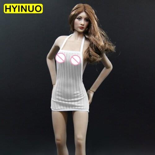 Three Colors 1/6 Women Sexy Perspective Short Skirt Halter Dress Clothing Suit Set Model for 12''Action Figure Body model show
