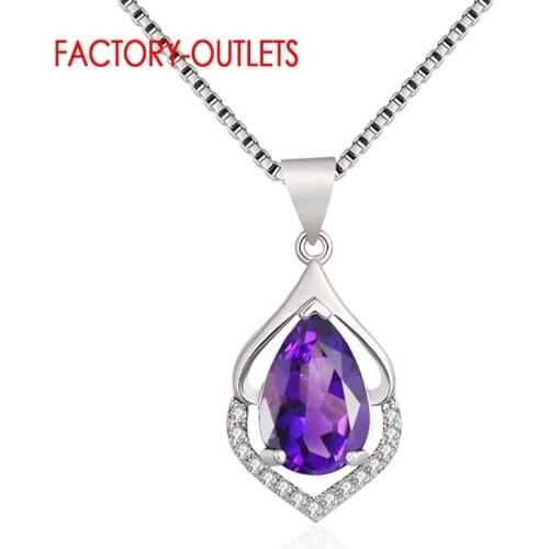 Modern Genuine 925 Sterling Silver Clavicle Chain Sparkling Purple Crystal Necklaces Sterling Silver Christmas Jewelry Gift