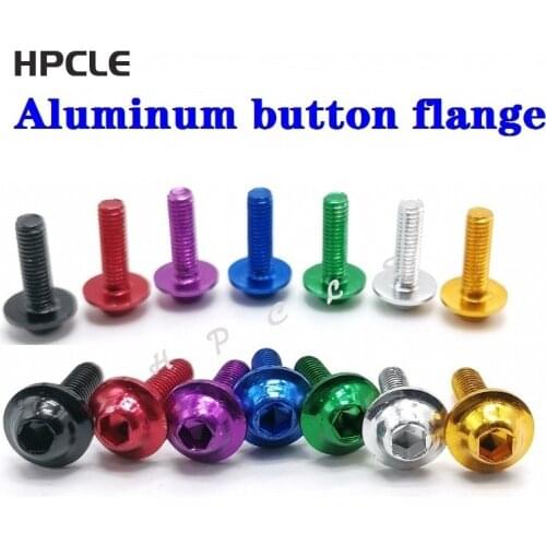 10pcs M5 M6 aluminum colourful Half Round Button Flange Head With Washer Inner Hex Socket Allen Screws Bolt