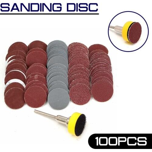 100Pcs 1inch Sanding Disc +1/8inch Shank Abrasives Hook Loop Backer SandPaper + Loop Sanding Pad 1inch Mixed Set