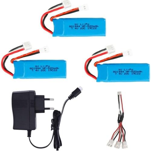 7.4V 520mah 2S 801844 lipo battery and Charger cable For Wltoys XKA600 K969 K979 K989 K999 P929 P939 A202 A212 Rc Car toy parts