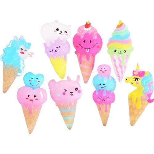 8-32 Pcs 30mm Epoxy simulation ice cream flat stone Resin embellishment scrapbook applique DIY crafts wedding Children hairpin