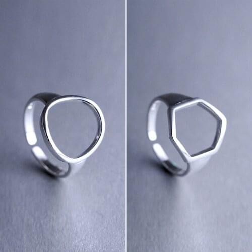 925 sv ring circular polygon geometric modeling process for ring opening of stylish womens gifts