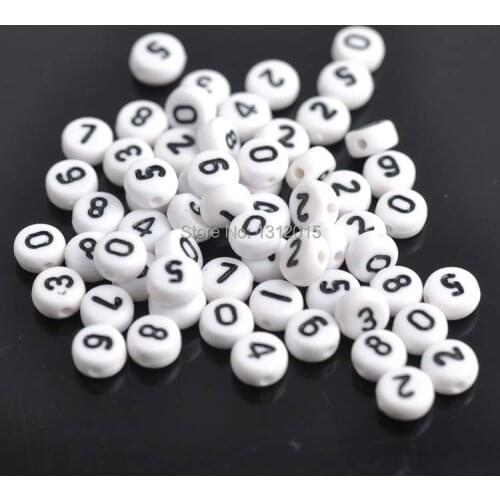 White Mixed number Acrylic Flat Round Spacer Beads for jewelry making DIY 400Pcs 7mm YKL0256