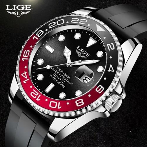 2021 LIGE NEW Men Quartz Watches Business Dress Waterproof Wristwatch Men Luxury silicone Sports watch men Gifts Montre homme
