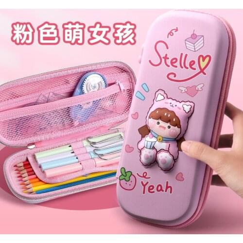 EVA Pouch 3D Pencil Case Storage Container Three-layer Large Capacity Pencil Bag Hard Shell Smooth Zipper Marker Pen Holder Box