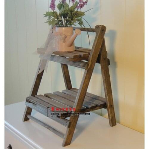 All solid wood bunk ZAKKA retro rural multilayer flower vase wood color rack shelf Home Decoration