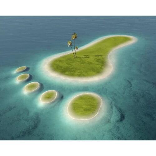 DIY Painting By Numbers Eco footprint shaped island Kit Oil Picture By Numbers Wall Art Painting on Canvas Home Decoration Gift