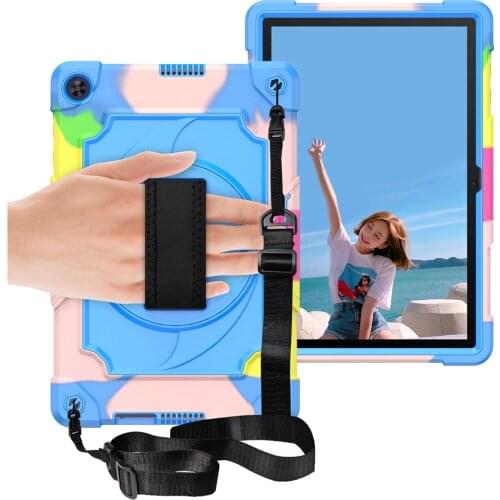 For Huawei MatePad T10S 10.1"/T10 9.7" 360 Rotation Hand Strap&Kickstand Silicone ShockProof cover For AGS3-L09/W09 AGR-L09/W09