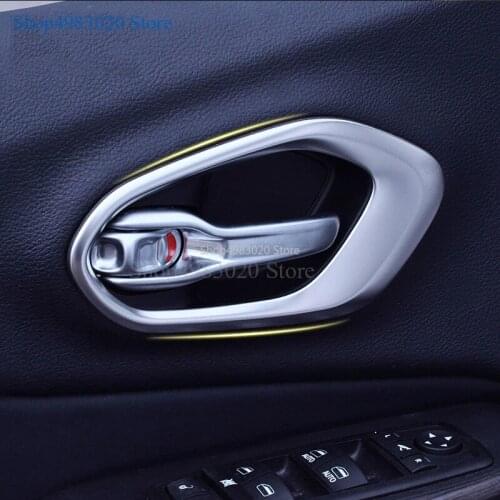 For Jeep Cherokee Inside Side Door Handle Bowl Chrome Cover Trim 2014 2015 2016 2017 2018 2019 Car Styling Decoration Sticker
