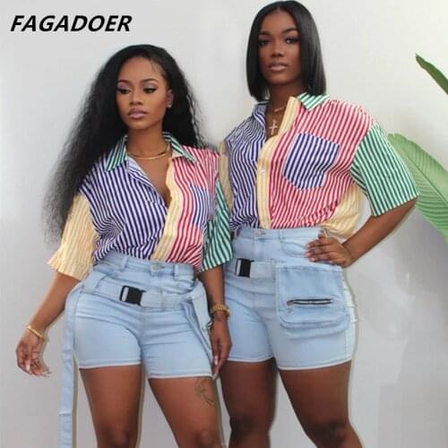 FAGADOER Short Sleeve Shirts For Women