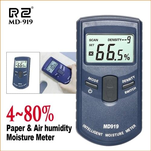 RZ Inductive Paper Moisture Tester LCD Digital Moisture Meter Humidity Meter With Backlight Handheld Humidity Meter