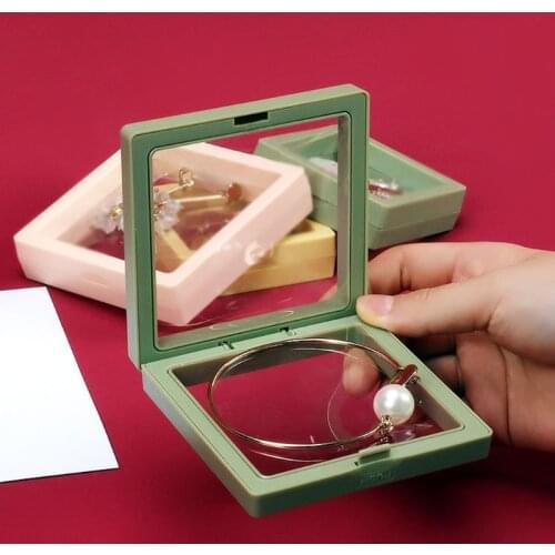 PE Film Jewelry Storage Box 3D Floating Frames Transparent Container Rack for Ring Necklace Bracelet Earring Stamps Coin