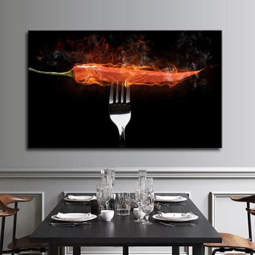 Creative Painting Kitchen Theme Painting Chili Poster Picture Canvas Paintings Canvas Wall Art Picture ForLiving Room Home Decor