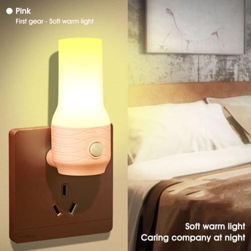 Mini LED Night Light Adjustable Brightness Plug In Dimmable Wall Night Light Bedside Lamp For home Children Living Room Bedroom