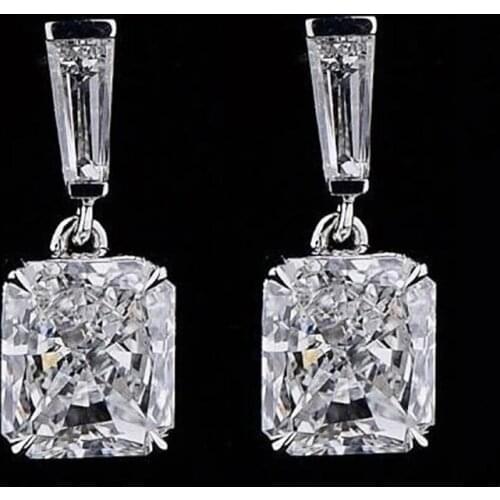 Huitan Minimalist Crystal Cubic Zirconia Dangle Earrings for Women Temperament Wedding Engagement Party Earrings Trendy Jewelry