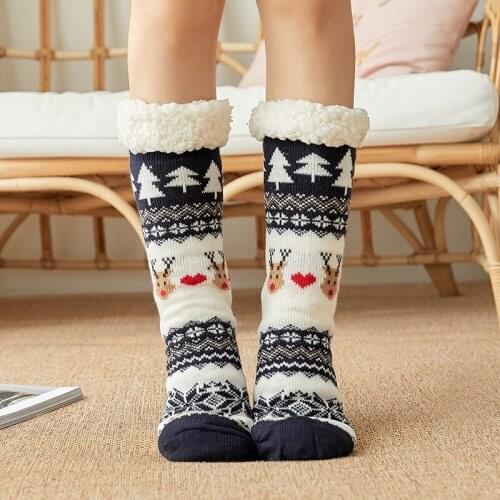 2020 Fashionable and Lovely Cartoon Lady Coral Velvet Autumn Winter Thick Warm Indoor Middle Stockings