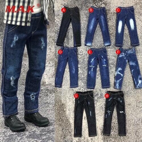 In stock 1/12 Soldier Mens Fashion Jeans pants Model for 6" Action Figure Body