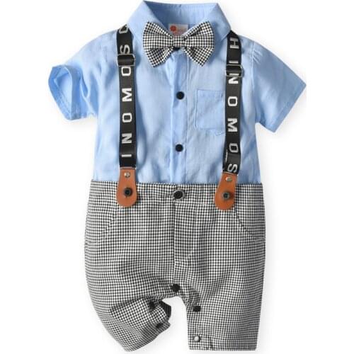 Summer New Infant Baby Boys Gentlemen Style Short Sleeve Romper