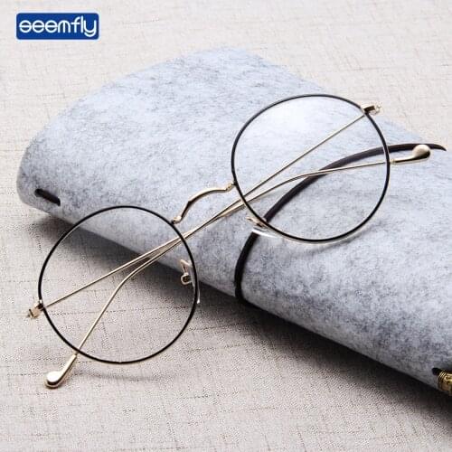 Seemfly Retro Round Presbyopic Reading Glasses Metal Frame Eyeglasses Presbyopic Spectacles Portable Gift For Elderly Men Women