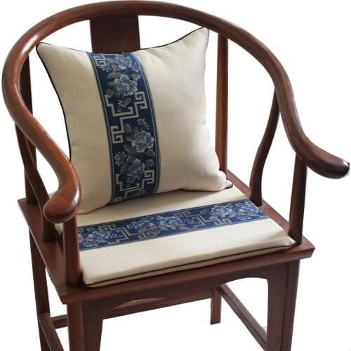 Patchwork Jacquard Pattern Seat Cushion Chinese Dining Chair Armchair Anti-Slip Comfortab Pad Home Decor Cotton Linen Sits Mat