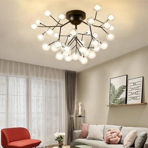 Luxury Modern Led Ceiling Chandeliers Lighting Creative Tree Branch Mount Kids Lamps Ball Glass Shades Lights For Living Room
