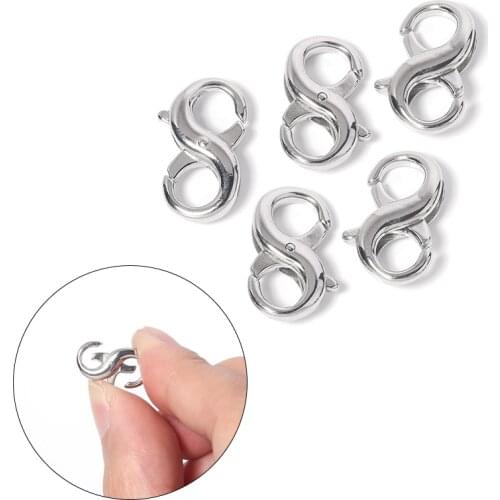 SAUVOO Stainless Steel 8 Shape Clasps&Hooks Steel Color Bracelets Clasps for DIY Bracelet Necklace Making Fine Jewelry Finding