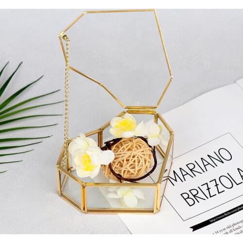 1 Pc 12.5*12*4.5cm Heart Shape Geometrical Glass Jewelry Box Wedding Ring Box Ring Organizer Holder