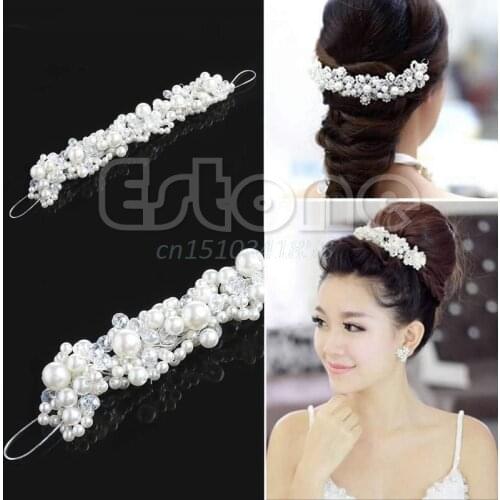 Rhinestone Pearl Faux Wedding Bridal Prom Headband Tiara Headpiece Hair Clip New