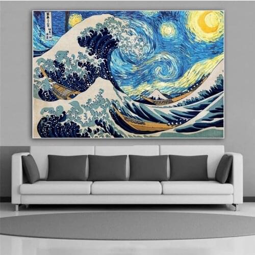 The Great Wave Off Kanagawa Canvas Paintings Modern Famous Canvas Art Prints Reproductions Waves Wall Pictures Home Decoration