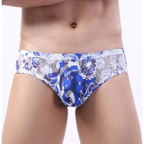 Men Sexy Low Rise Briefs Mesh Sheer Printed Bikini Pouch Underwear Briefs For Man Bikini U Pouch Jockstrap Mesh Underpants Hot