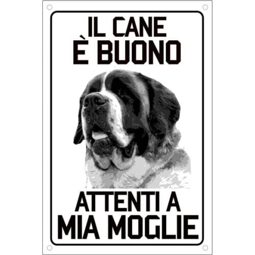 Vintage Pet St. Bernard Dog the Dog Is Good Careful Metal Tin Sign 8x12 Inch Retro Home Bar Pub Outdoor Garden Wall Decor