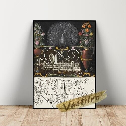 Joris Hoefnagel Exhibition Poster, Flower Arrangements Peacock Butterflies And Insect Wall Painting, Vintage Animal Wall Decor