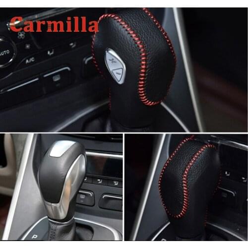 Carmilla Auto Leather AT MT Car Shift Knob Protection Cover Gear Shift Collars Handbrake Cover for Ford Fiesta MK7 2009-2013