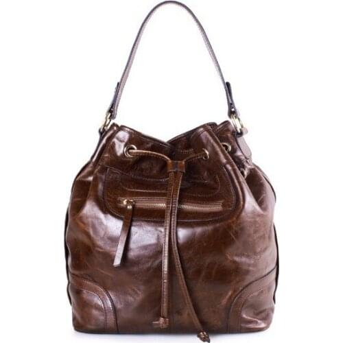 Genuine leather women bucket bag handbag large capacity high quality