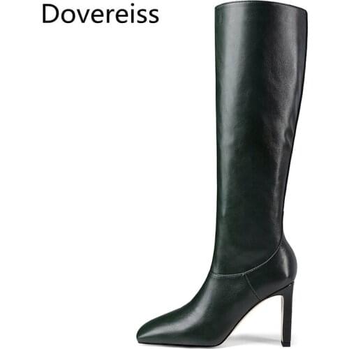 Winter For Woman New Fashion Sexy Consice Pure color Square Toe Burgundy New Block heels Chunky Heels Knee high boots 34-43