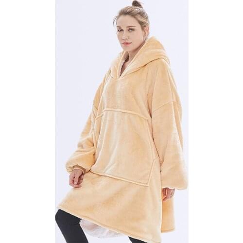 Mid Length European American Hooded Womens Double Layer Flannel Slacker Cover for Autumn Winter Versatile Comfortable