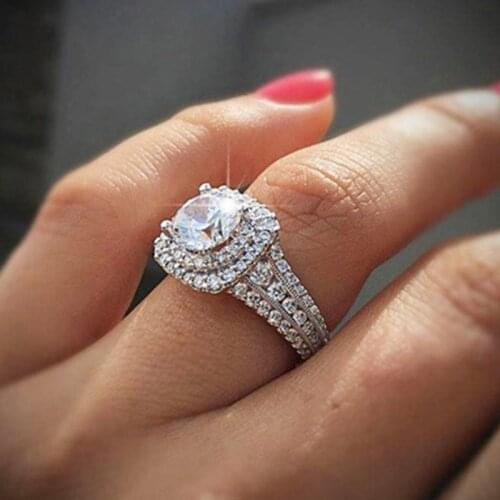 Charm Women Ring Simple Crystal Rhinestones Ring For Women Anniversary Wedding Band Party Girl Gift